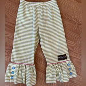 Matilda Jane Adventure Library Book Green Stripe Wide Leg Pant Size 4‎